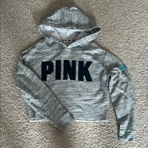 PINK Heathered Cropped Hoodie